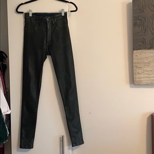 Carmar black leather dipped pants.